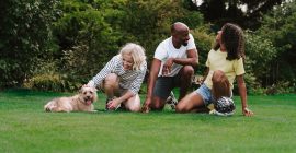 family on grass