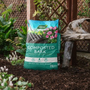 westland composted bark in border