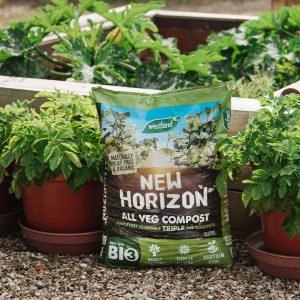 new horizon all veg compost with potato tubs