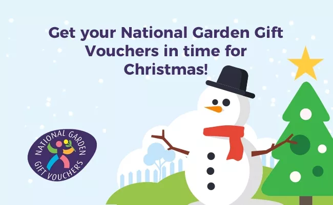 Banner calling for people to buy National Garden Gift vouchers.