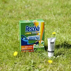 Resolva Lawn Weedkiller Extra Liquid Shots on grass