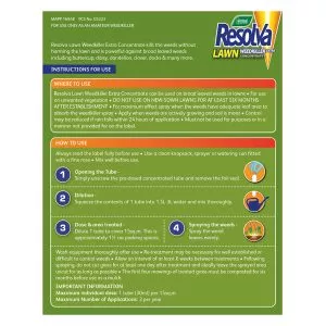 Resolva Lawn Weedkiller Extra Liquid Shots back of pack