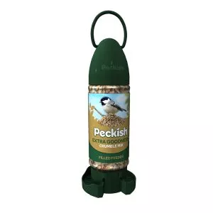 Peckish Extra Goodness Crumble Mix ready to use filled feeder in packaging