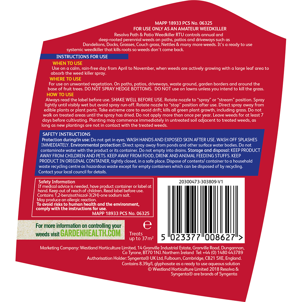 Resolva Path & Patio Weedkiller Ready To Use Weedkiller Westland