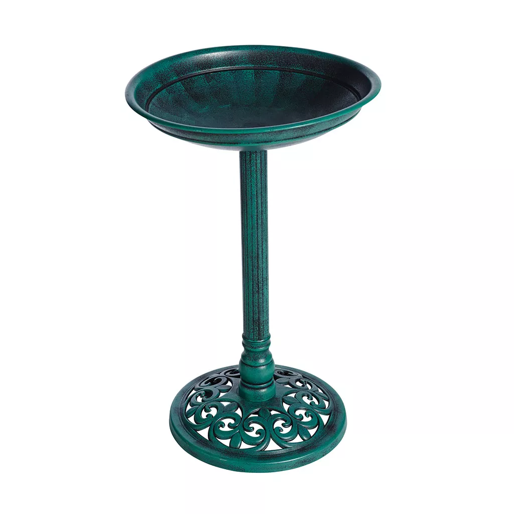 verdigris bird bath