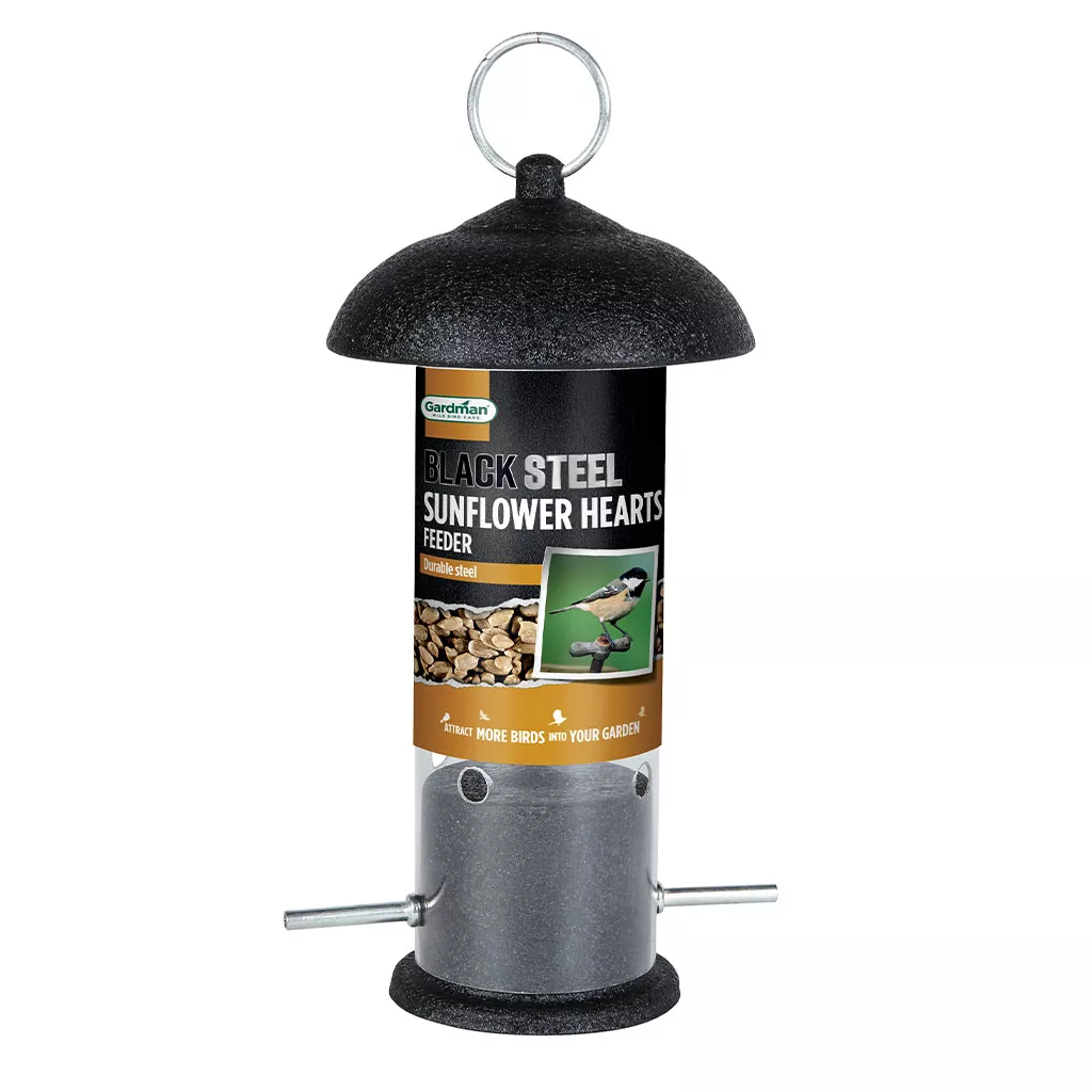 Gardman Black Steel Sunflower Heart Feeder in pack