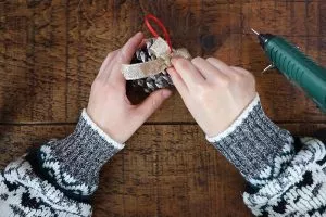 making pinecone Christmas decoration