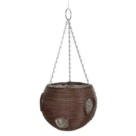 Rattan Effect Brown Hanging Ball