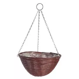 Rattan Effect Brown Hanging Basket