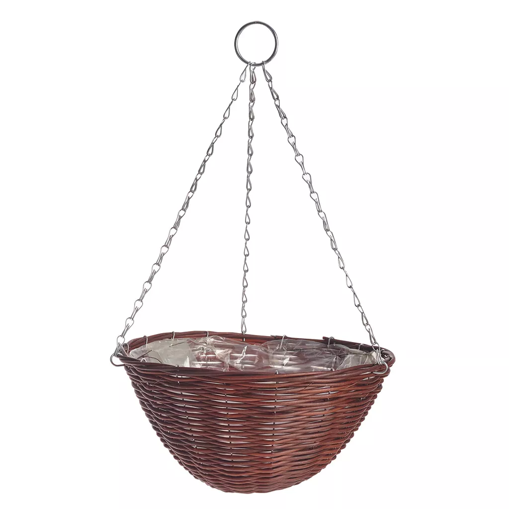 Rattan Effect Brown Hanging Basket