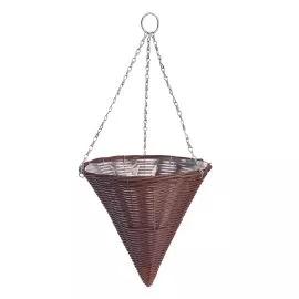 Rattan Effect Brown Hanging Cone