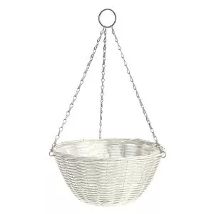 Rattan Effect Cream Hanging Basket