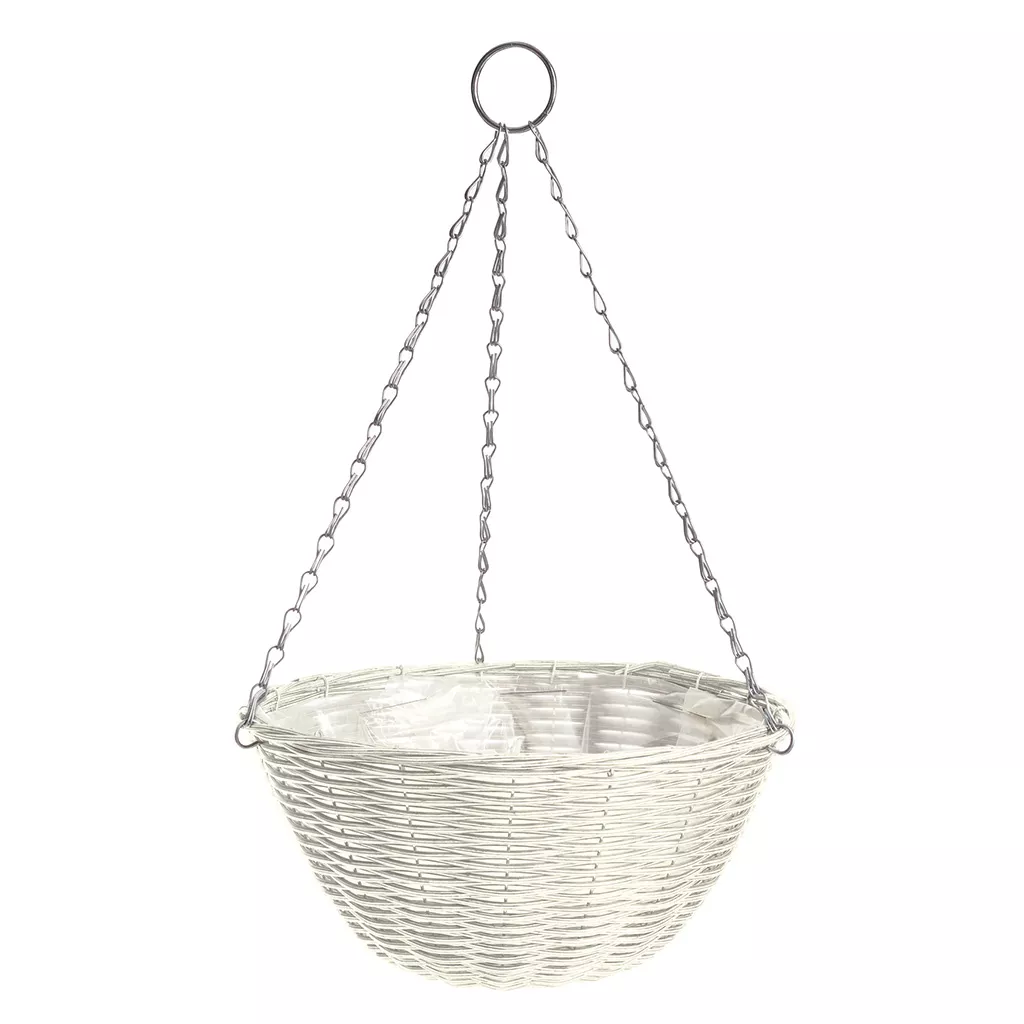 Rattan Effect Cream Hanging Basket