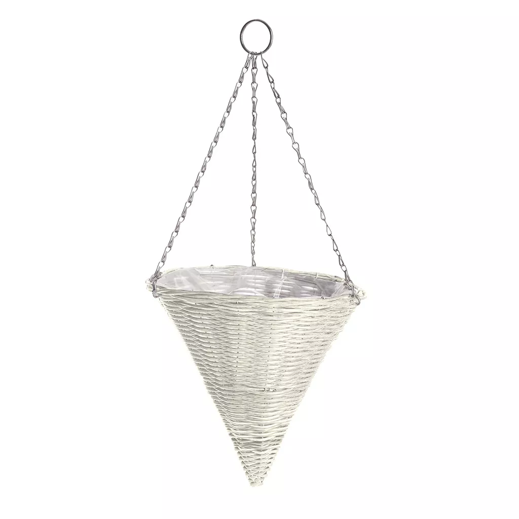 Rattan Effect Cream Hanging Cone - Hanging Garden - Garden Health