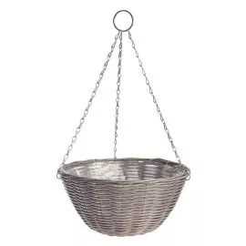 Rattan Effect Light Grey Hanging Basket