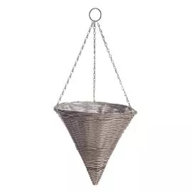 Rattan Effect Light Grey Hanging Cone