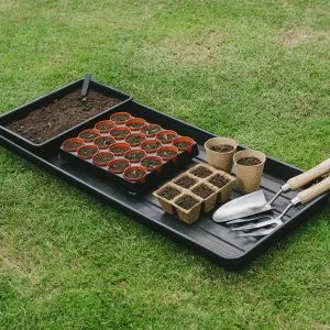 grow bag tray with pots