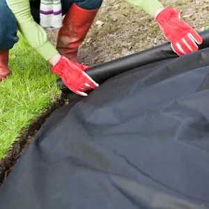 weedstop fabric being layed