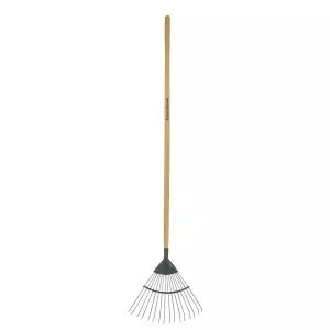 Kent & Stowe Carbon Steel Long Handled Leaf Rake out of pack