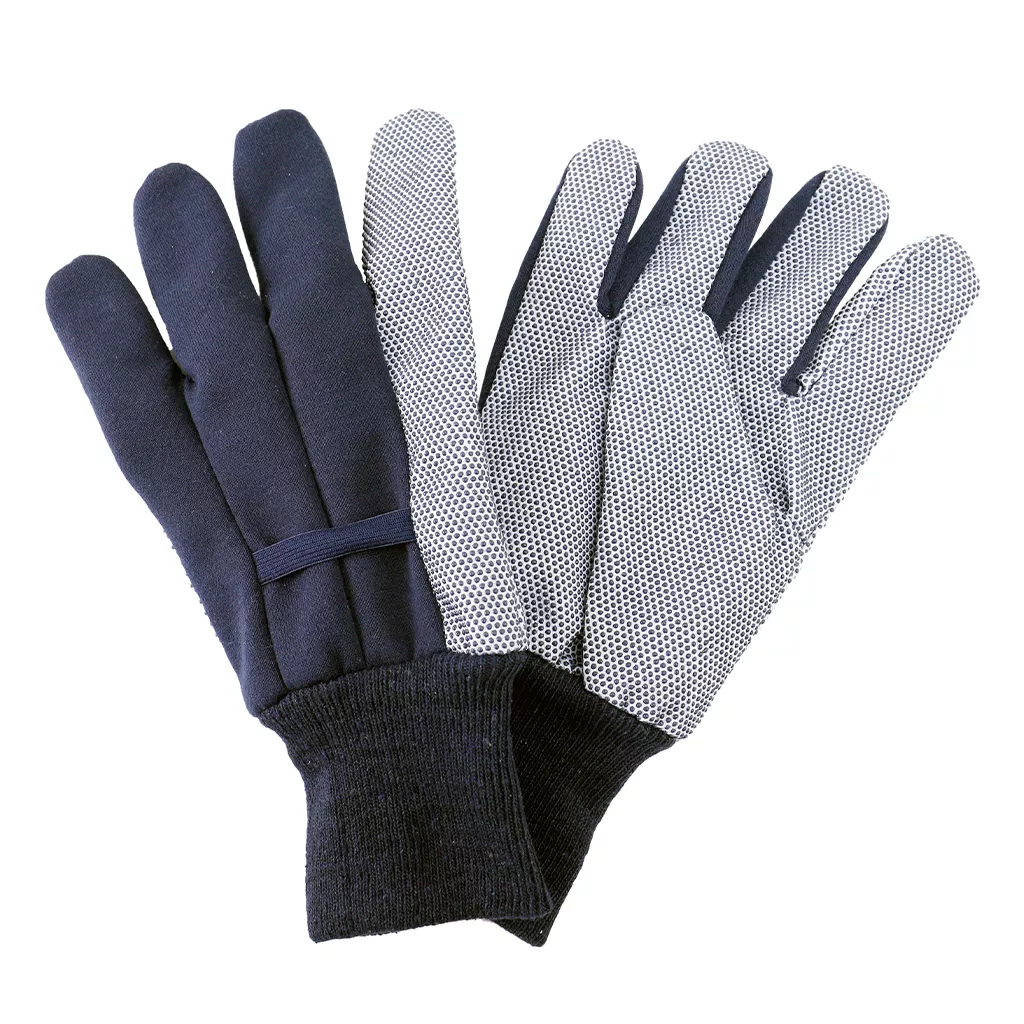 Navy Jersey Cotton Grip Gloves