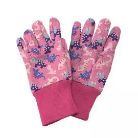 Pink Dinosaur Kids Gardening Gloves