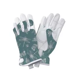 Teal Flutter Bugs Leather Gloves