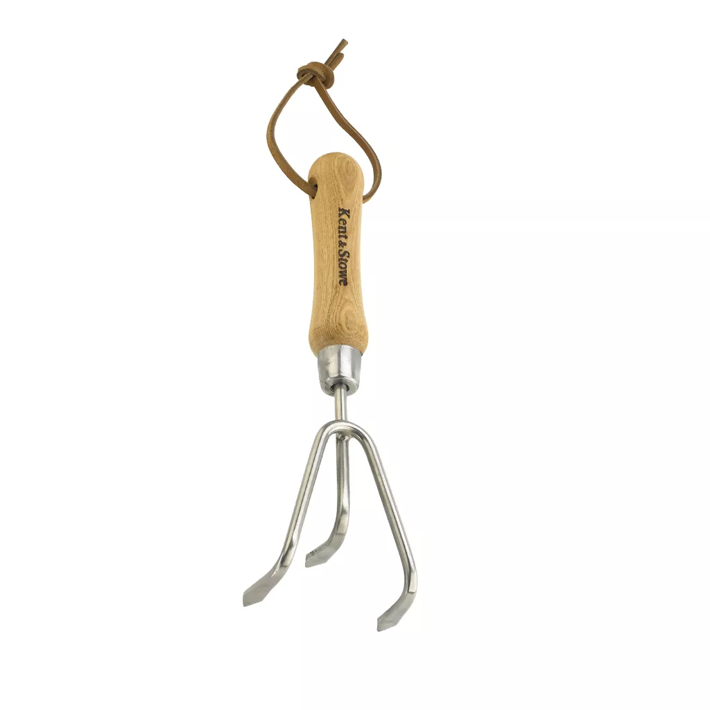 kent & stowe stainless steel 3 prong cultivator