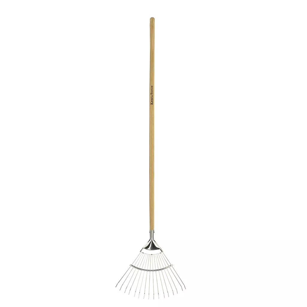 kent & stowe stainless steel long handled lawn/leaf rake