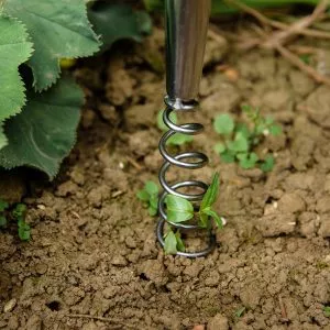 Kent & Stowe Stainless Steel Hand Corkscrew Weeder in soil