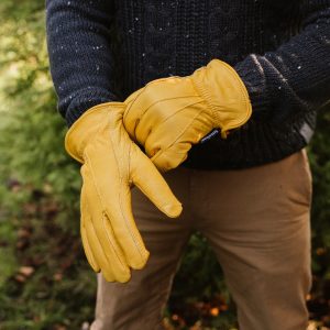 luxury leather gloves in use