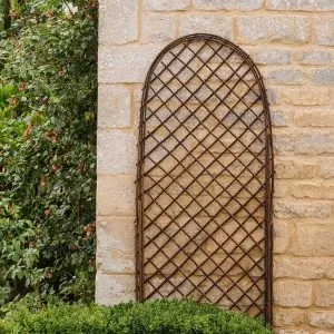 curved framed willow trellis panel