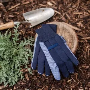 Navy Jersey Cotton Grip Gloves