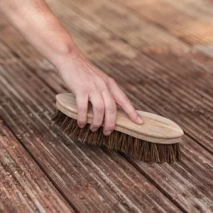 hand scrubbing brush in use