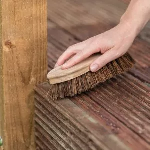 hand scrubbing brush in use