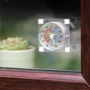 window thermometer in use