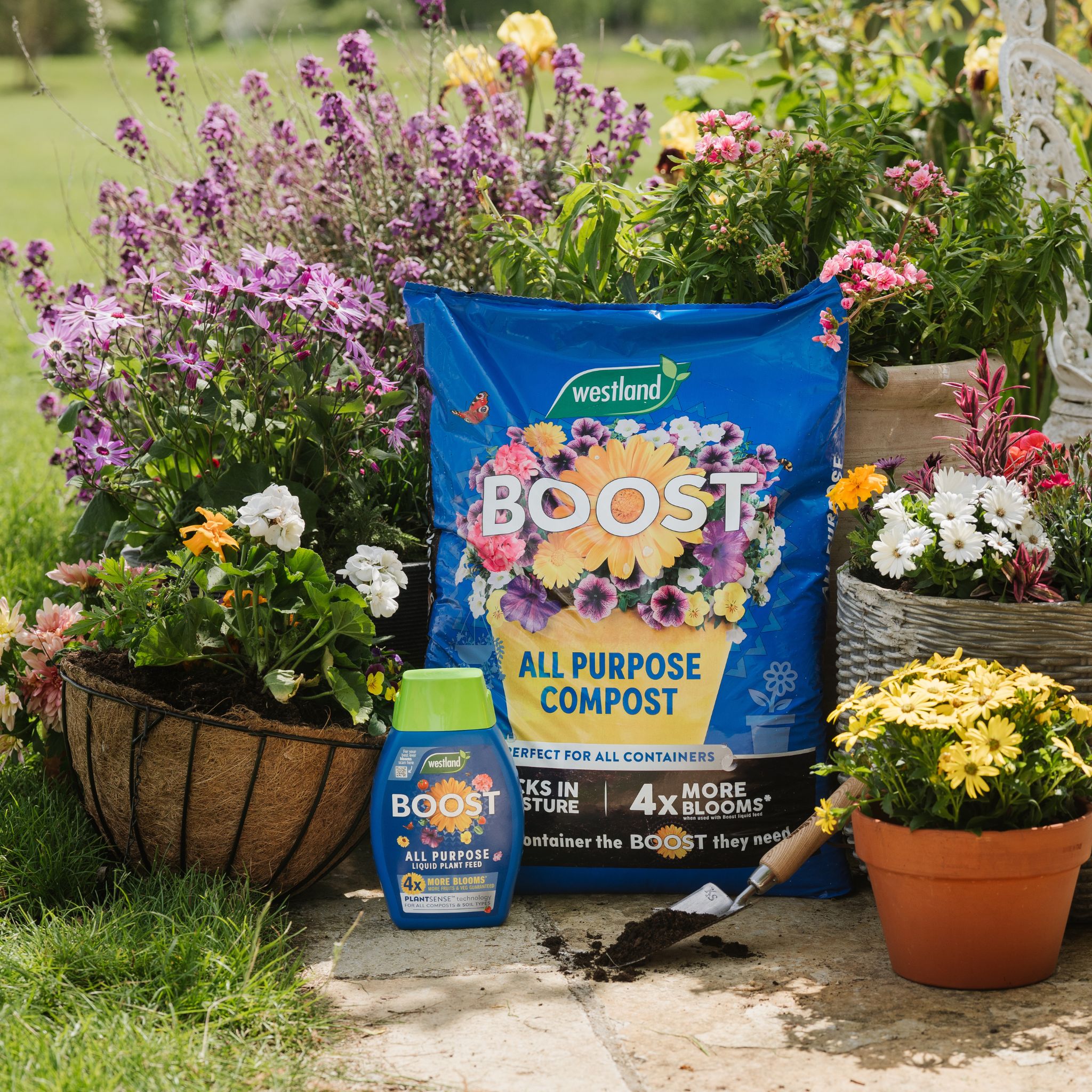 westland boost compost and liquid plant food 1l