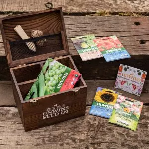 unwins gardeners' seed box in greenhouse