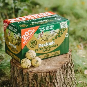 Peckish Extra Goodness Balls and packaging