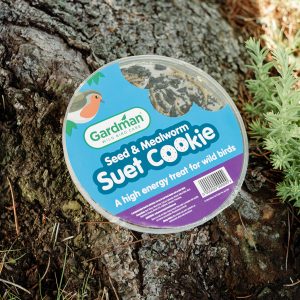 gardman seed and mealworm suet cookie lifestyle on tree
