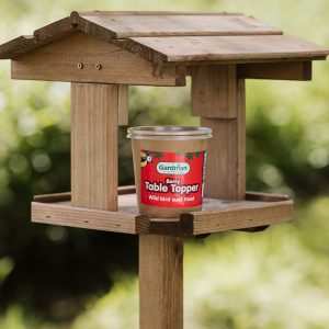 berry table topper on bird table