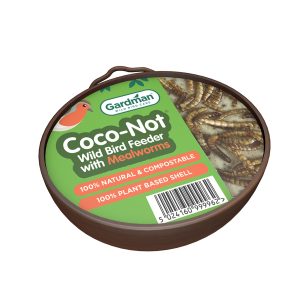 gardman Coco-Not® bird feeder with mealworms