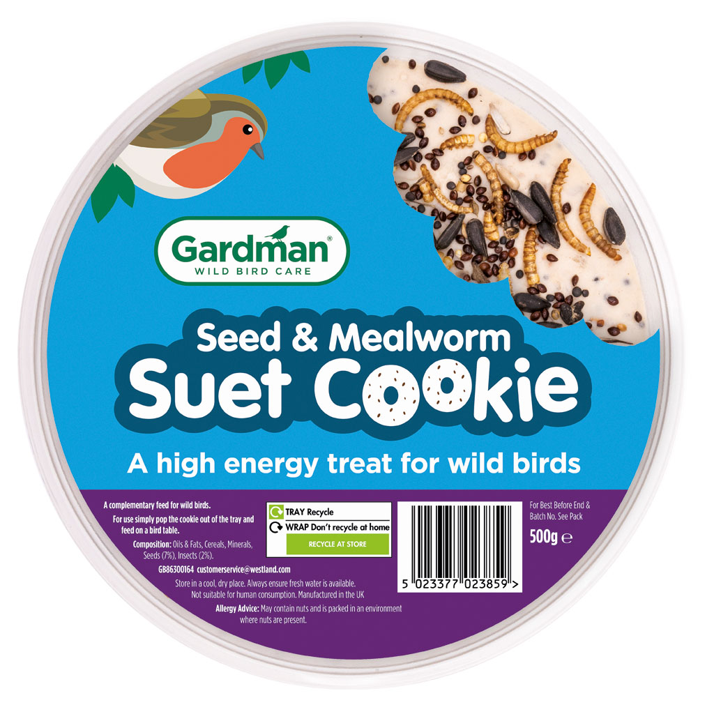 gardman seed and mealworm suet cookie front of pack