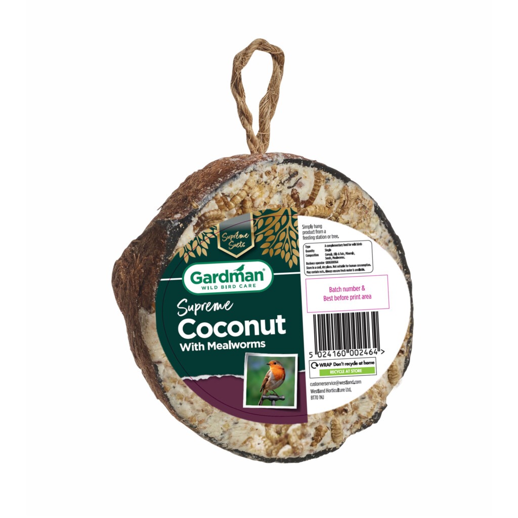 Gardman Supreme Coconut Feeder with Mealworms